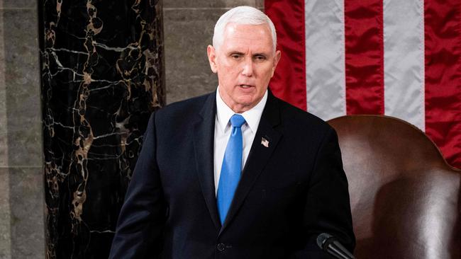 New footage showed Trump supporters searching for Mike Pence on January 06 during the Capitol siege. Picture: Erin Schaff / AFP