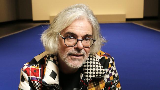 Mona creator David Walsh in front of one of Yves Klein's blue period works, part of the ZERO exhibition, which opens on Saturday night as part of Dark Mofo.Picture: MATHEW FARRELL