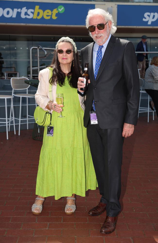 MELBOURNE, AUSTRALIA – OCTOBER 16 2024 Steven Howard and Liz at the Caulfield Social race day at Caulfield racecourse on Wednesday 16th October, 2024 Picture: Brendan Beckett