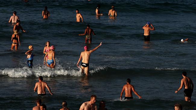 Swimmers enjoying Bondi Beach late last month. Picture: Toby Zerna