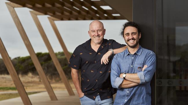 Nick Stock and Mark Kamleh at Silver Sands Beach Club. Picture: Matt Loxton