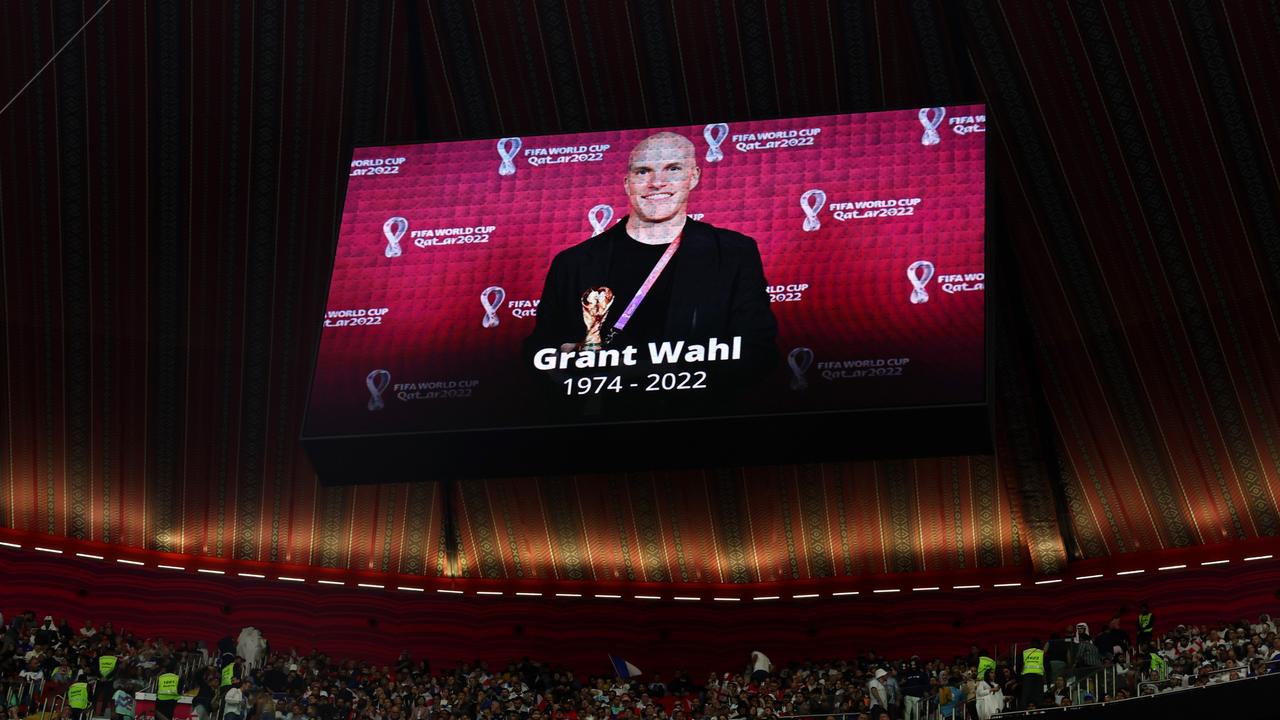 There was an on-screen tribute for American journalist Grant Wahl after his shock death during the World Cup. (Photo by Julian Finney/Getty Images)