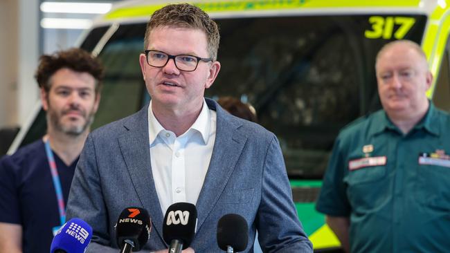 NEWS ADVWoodville Ambulance StationHealth Minister Chris Picton , SAAS CEO Rob Elliott and New Intern Paramedics at the Opening of the new Woodville ambulance station and new hospital avoidance hub .Image/Russell Millard Photography