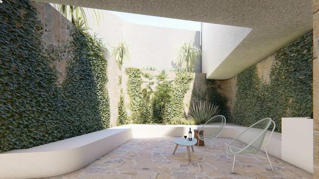 The sunken courtyard. Picture: Shaun Lockyer Architects