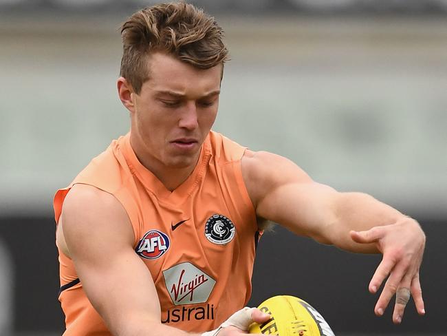 Patrick Cripps churned out one of the biggest SuperCoach scores of the season in the Blues’ loss to Collingwood. Picture: Getty Images