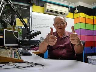 RADIO LEGEND: Reg Kerslake in the newly renamed 'Reg Kerslake Studio'. Picture: Meg Gannon