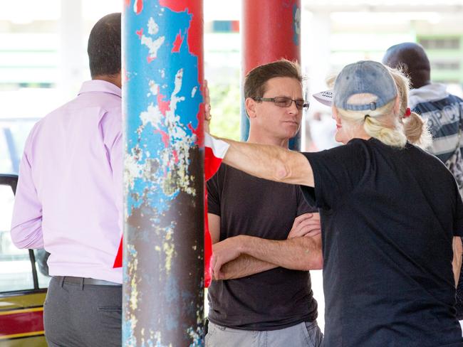 Danny Nikolic and parents John Snr and Karen outside the hospital. Picture: Mark Stewart