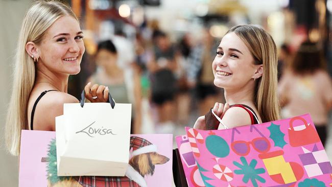 The Boxing Day sales have begun at retail stores in Far North Queensland, with savvy Cairns shoppers snapping up bargains in shopping centres across the city. Scarlett Shannon and Kiara Dowch shopp up a storm at Cairns Central Shopping Centre. Picture: Brendan Radke