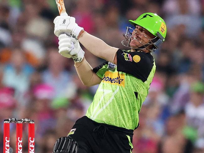 David Warner hits out for Sydney Thunder in the BBL. Picture: Getty Images)