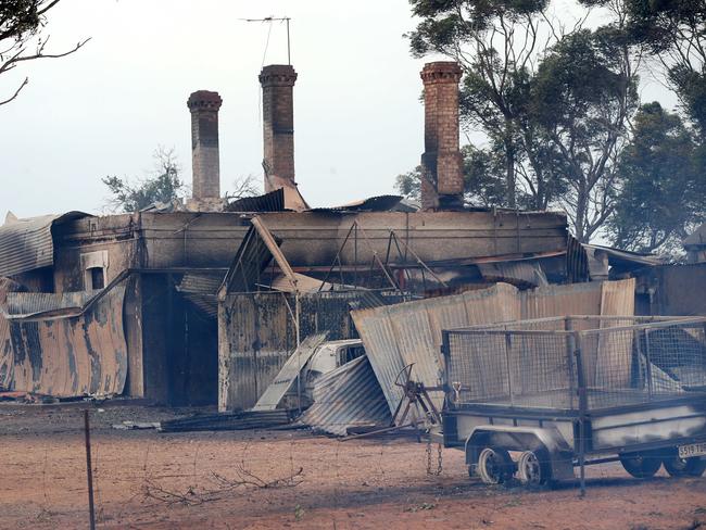 One of the houses lost near Wasleys after the bushfire raged through. Picture: Calum Robertson