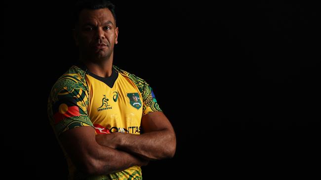 Kurtley Beale in the Wallabies indigenous jersey. Picture: Brendon Thorne/Getty