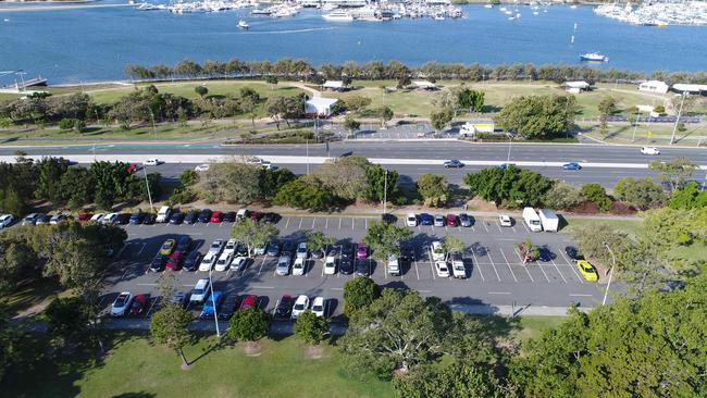 Aerial view of Carey Park at Southport — a site supported by the music industry for an indoor live entertainment centre. Picture: Glenn Hampson.