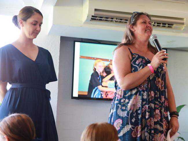 Kelly Hardy addresses her "living funeral" with sister Jamienne Thomspon.