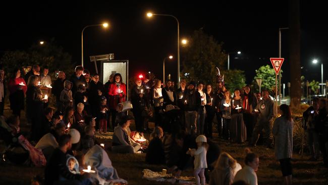 Dozens turned up for a candlelight vigil last Sunday — just hours after the fatal accident. Picture: AAP Image/Josh Woning