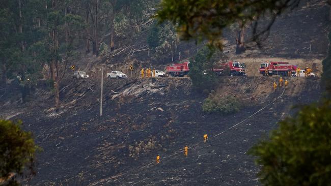 Blackened earth at Yinnar South. Picture: Keith Pakenham