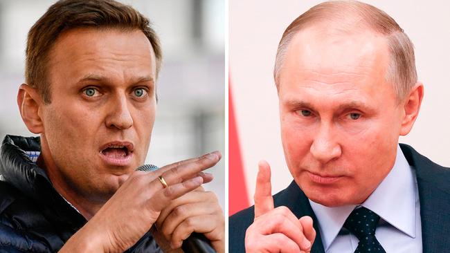 Alexei Navalny (left), who has survived a poisoning attempt, is a high-profile critic of Russian President Vladmir Putin (right). Pictures: File