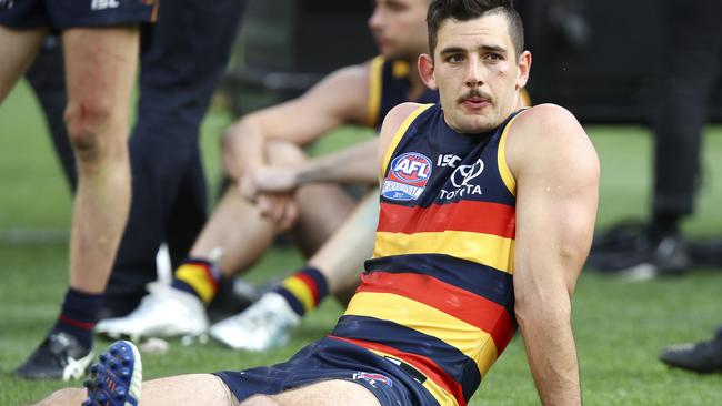 Devastated Crows captain Taylor Walker after the Grand Final loss. Picture: Sarah Reed