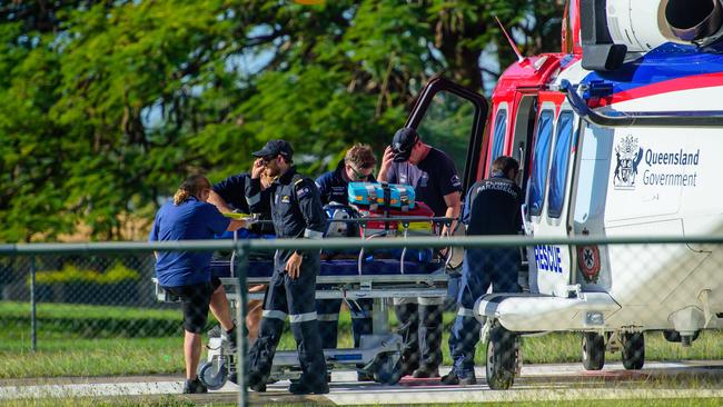 Paramedics assessed 27 injured passengers at the scene before airlifting one patient to a nearby hospital. Picture: NewsWire / Scott Radford-Chisholm