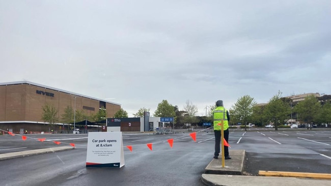 Security was on-site on Tuesday morning after Westfield Tea Tree Plaza announced its car park would be closed at night. Picture: Supplied