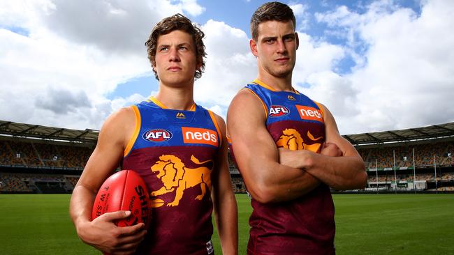 Jarrod Berry (right) and brother Tom have signed new deals with the Lions. Picture: Adam Head