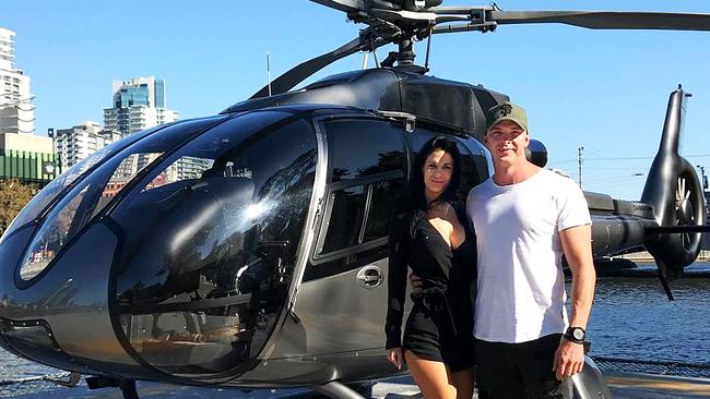 Sea World Helicopters pilot Ash Jenkinson and his partner Kosha Richardson-Johnson.