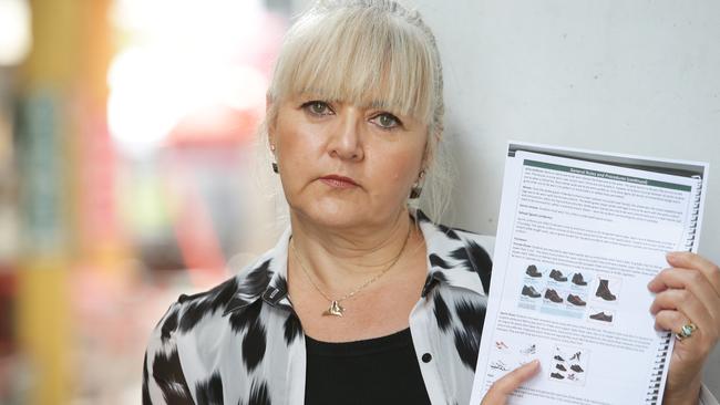 Karen Bishop is annoyed that her daughter's new black leather school shoes have been deemed non-compliant by The Gap State High School. Photo AAP/ Ric Frearson