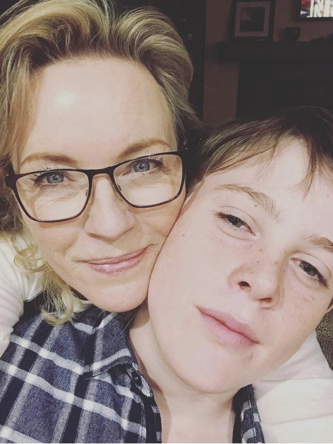 Rebecca Gibney with her son, Zac who convinced her to go on Celebrity MasterChef. Picture: Instagram