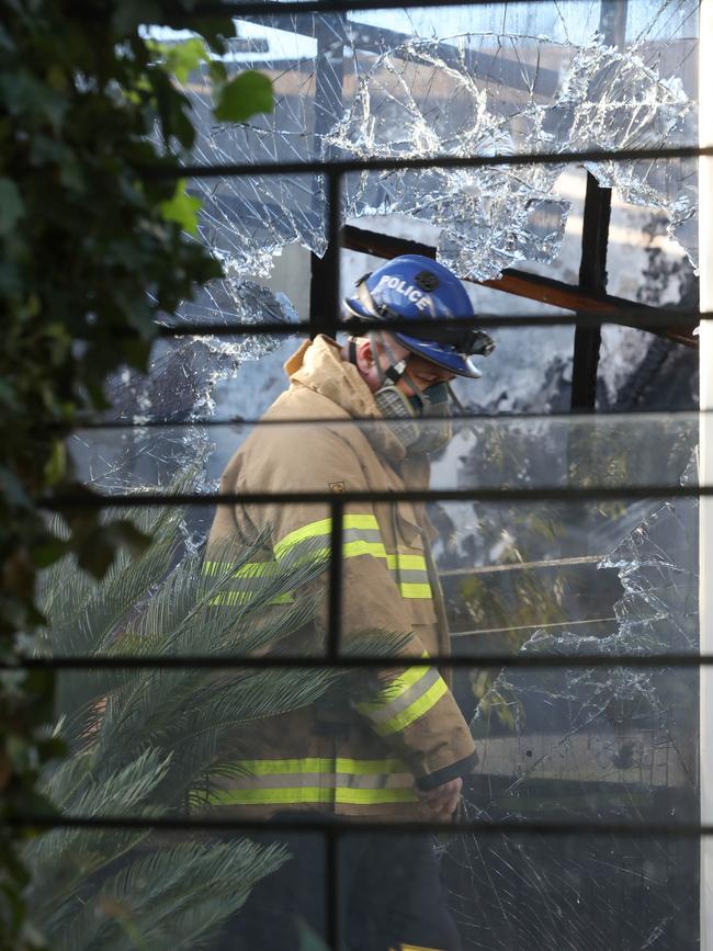 Fire cause investigators were at the scene on Tuesday morning. Picture Dean Martin/Advertiser. Picture Dean Martin/Advertiser