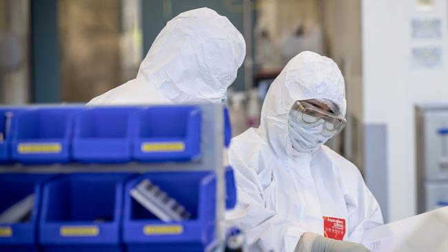 Staff at a CSL facility in Melbourne. Analysts are split on the company’s outlook for the year.