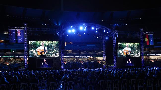 The Shane Warne Memorial at the MCG which featured Chris Martin singing. Picture: NCA NewsWire / Ian Currie.