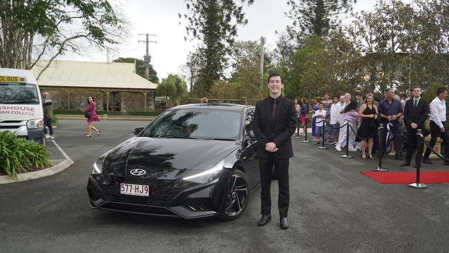 Students arriving in style for the 2024 Glasshouse Christian College formal at Flaxton Gardens.