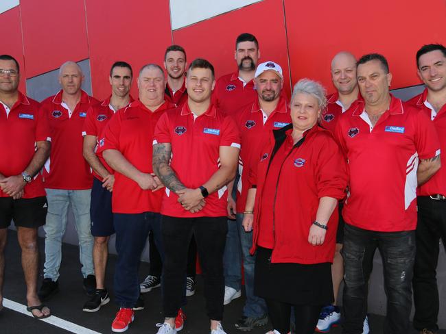 New Lalor coach Gary Cutler pictured with club officials, committee members and players.