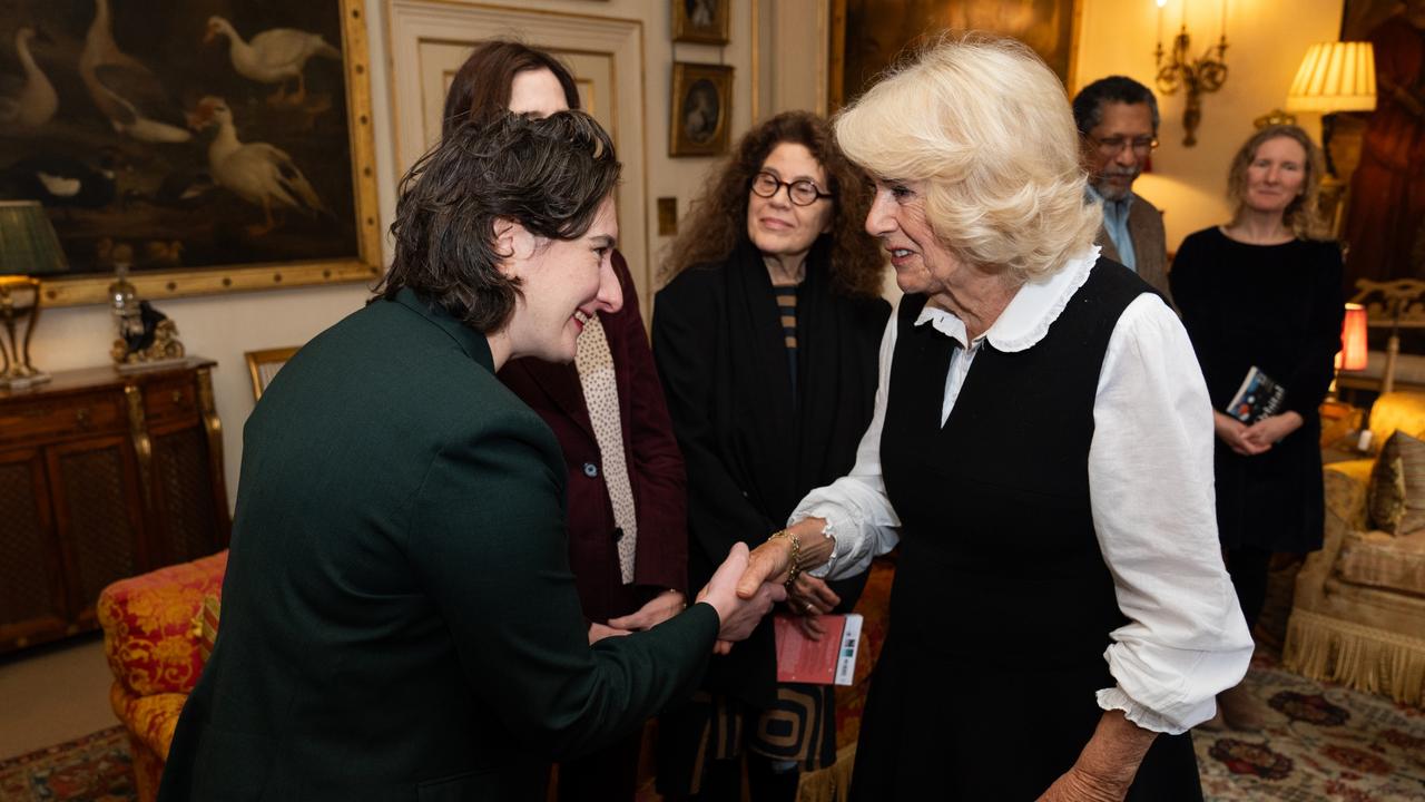 Queen Camilla talks with Yael van der Wouden at Clarence House. Picture: Getty Images