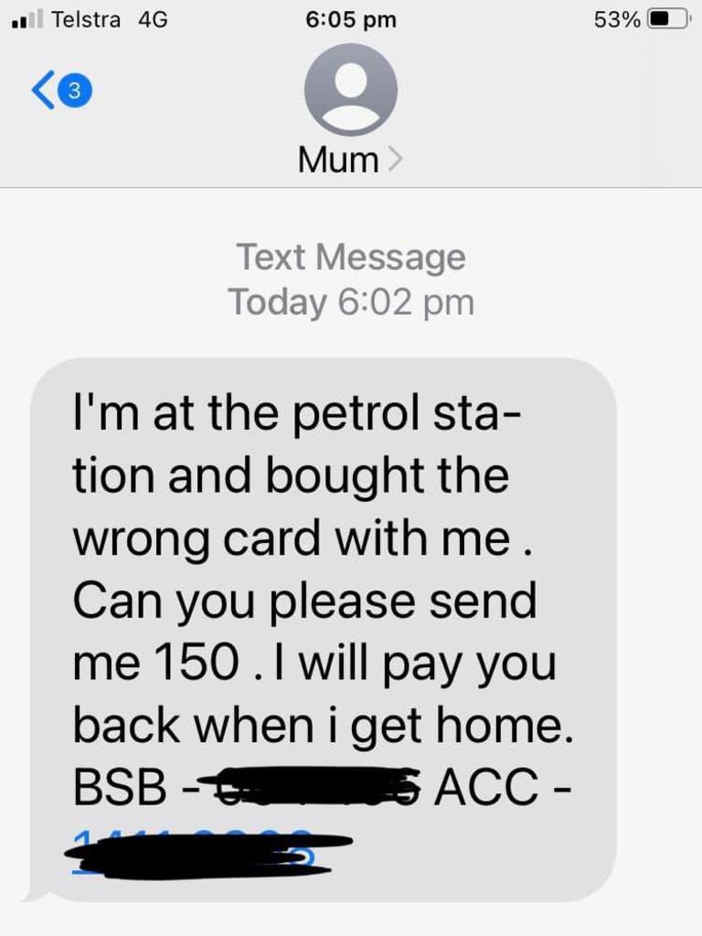 Social media users are warning each other of a worrying new variation on the 'Hi Mum' scam, which stole $2.6 million from vulnerable Australians. Picture: Facebook