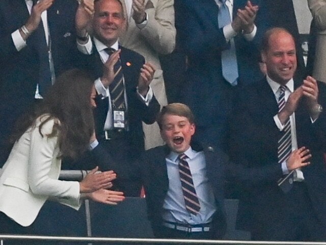 Kate Middleton, Prince George, and Prince William at the UEFA EURO final at London’s Wembley Stadium.