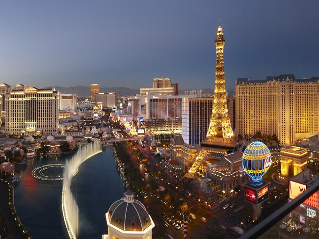 The view from a terrace at The Cosmopolitan Hotel in Las Vegas, Nevada.