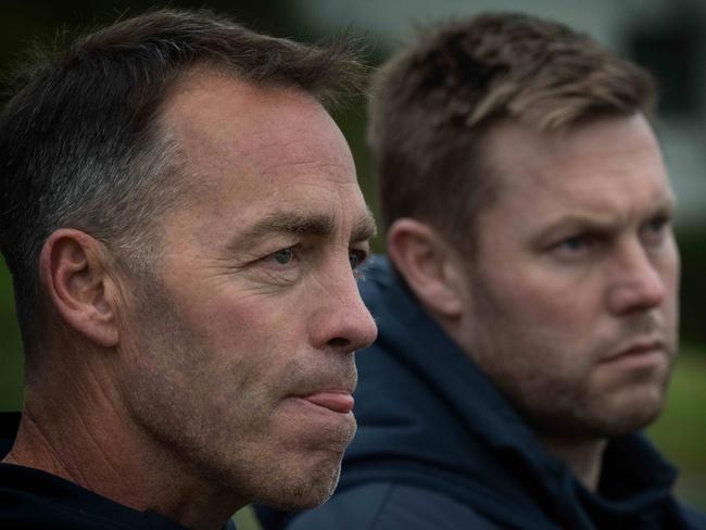 Coach Alastair Clarkson is leaving the club and handing it over to Sam Mitchell. Presser at Waverley Park. Picture: Tony Gough