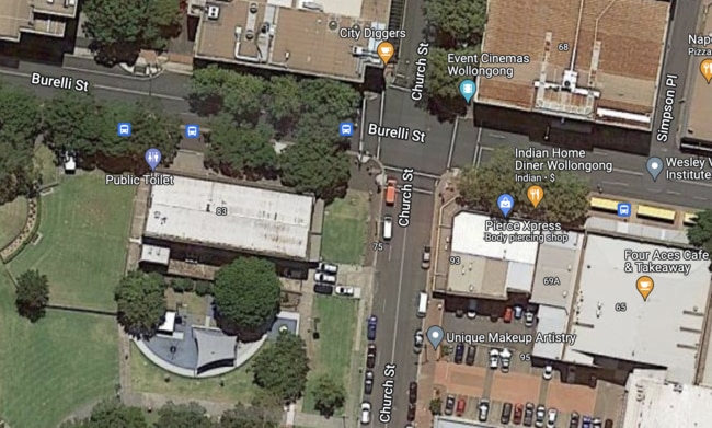 The incidents occurred a premises near the corner of Burelli St and Church St in Wollongong. Picture: Google Maps