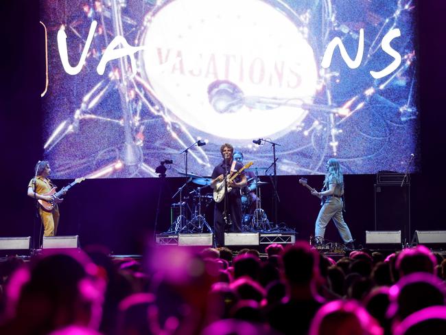 Vacations perform on stage at Laneway Festival, Sydney Olympic Park. Picture: Damian Shaw