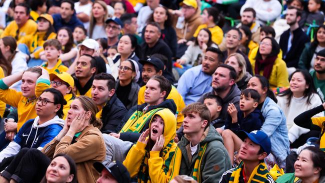 Fans At the Sydney FIFA Fan Festival watch the Matildas’ quarter-final against France. Picture: Jenny Evans/Getty Images