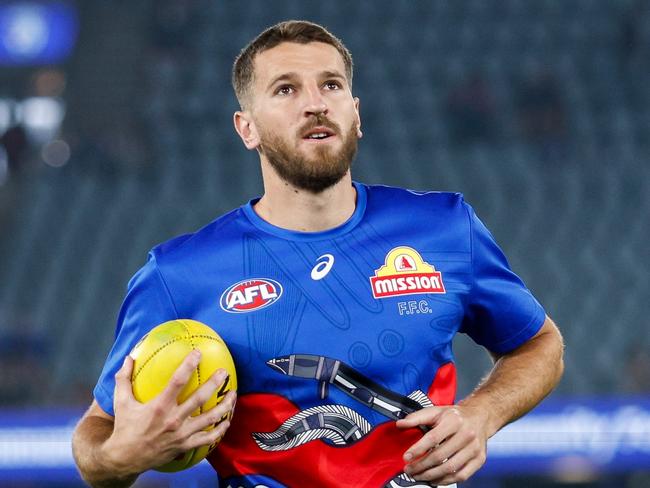 Marcus Bontempelli spent a lot of time in the forward line against West Coast. Picture: Dylan Burns/AFL Photos via Getty Images