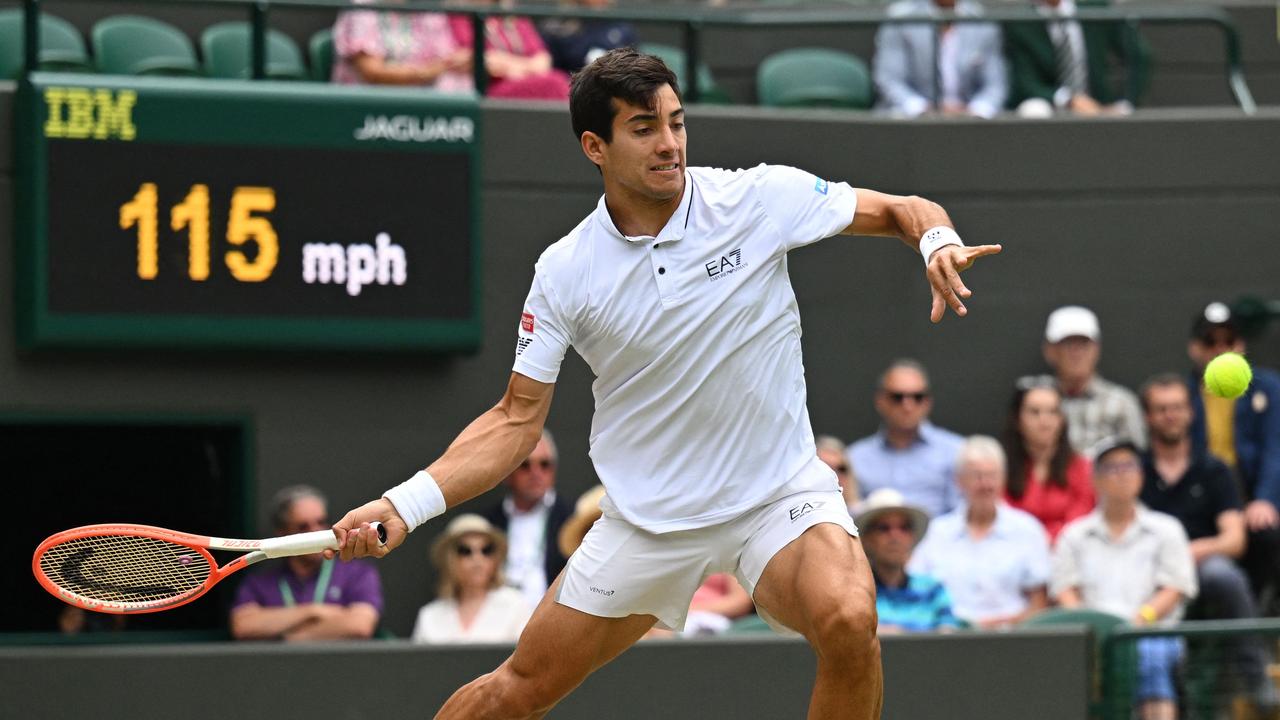 Cristian Garin broke in the first game of the match, before Kyrgios fought back. Picture: AFP