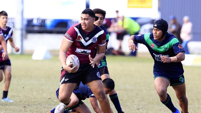 Dante Te Whiu-hopa In action during the Walters Cup Year 10 Rugby League match b between Marsden State High at Forest Lake. Pics Adam Head