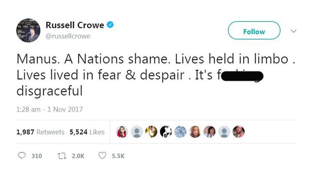 Russell Crowe’s heartfelt tweet.