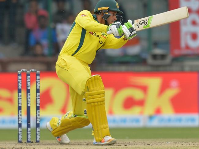 Usman Khawaja during his century knock in the final ODI match against India.