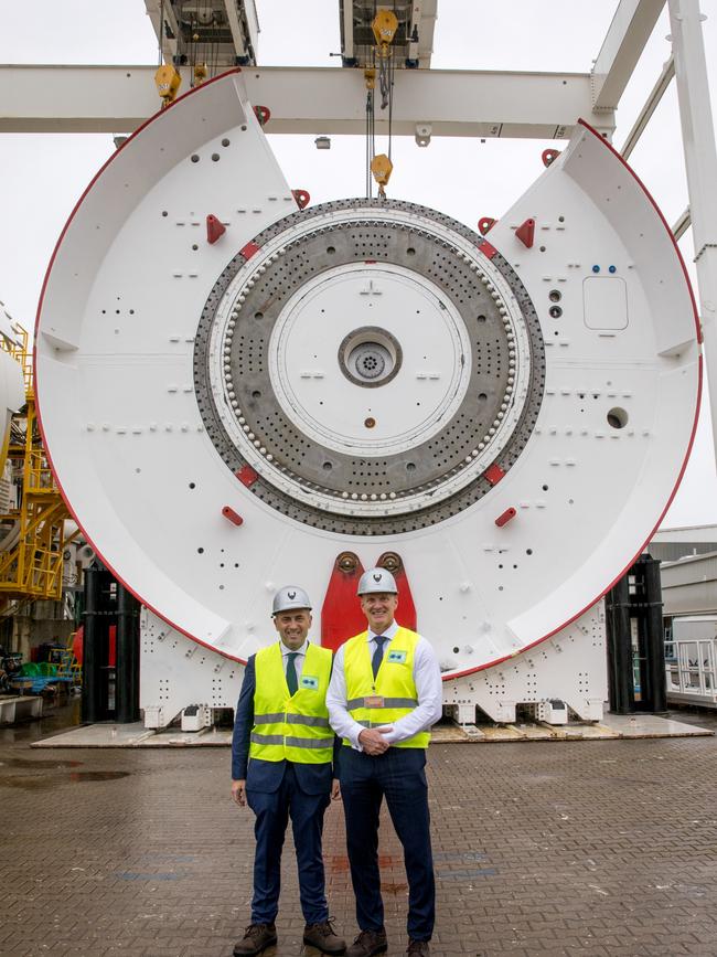 Tom Koutsantonis and Department for Infrastructure and Transport chief executive Jon Whelen at Herrenknecht headquarters in Germany.