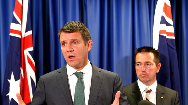 NSW Premier Mike Baird and Minister for Local Government Paul Toole when they released an earlier report on the merger process.