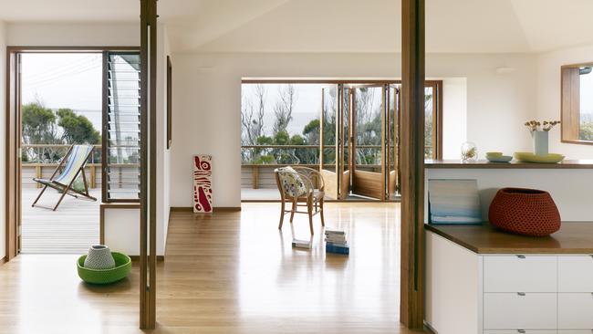 The open-plan design of this far South Coast house by Dunn &amp; Hillam <br/>Architects allows for easy wheelchair movement. Picture: Kilian O’Sullivan