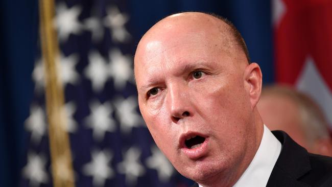 Home Affairs Minister Peter Dutton in Washington last month. Picture: AFP