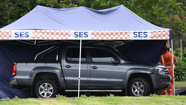 The Amarok’s plates were cloned from a vehicle at a Moorabbin used car yard. Picture: Julian Smith/AAP.